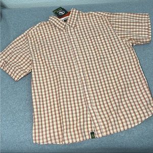 Aigle Red and Cream Checkered Button Down Shirt